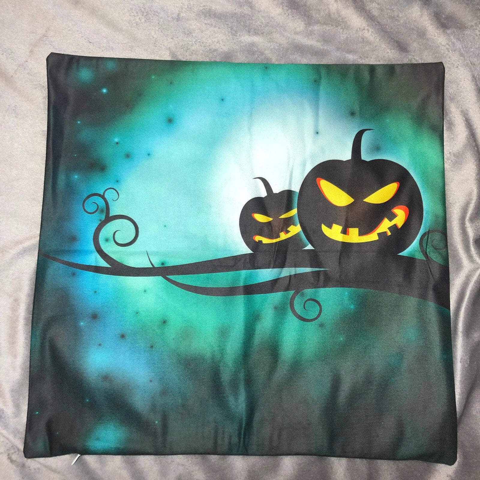Set Of 3 Halloween Pillow Cases Double Sided Sofa Pumpkin Throw Cushion Cover