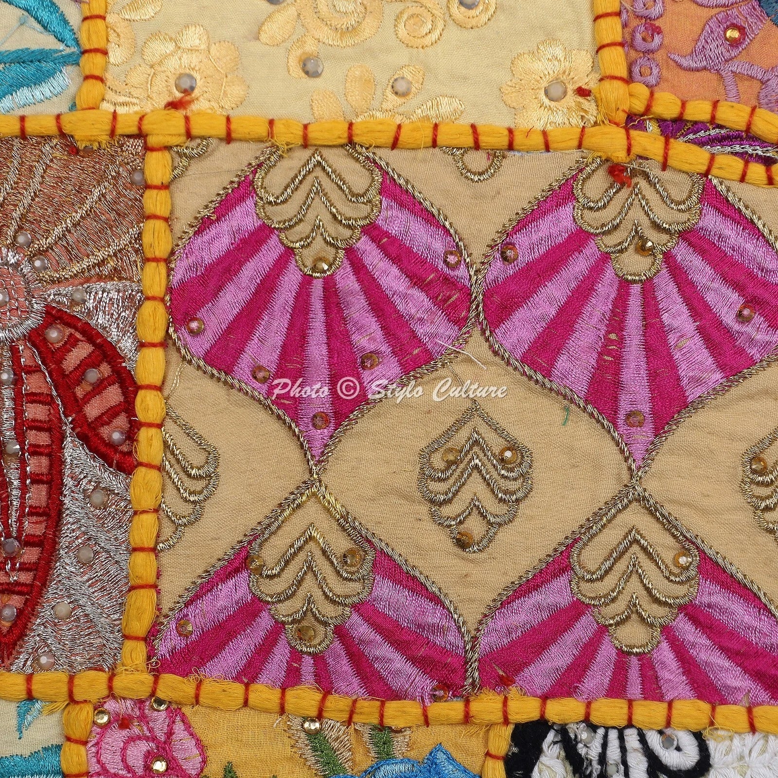 Pillow Cover Patchwork Vintage Decor Car Sofa Cushion Case 12 x 12 in
