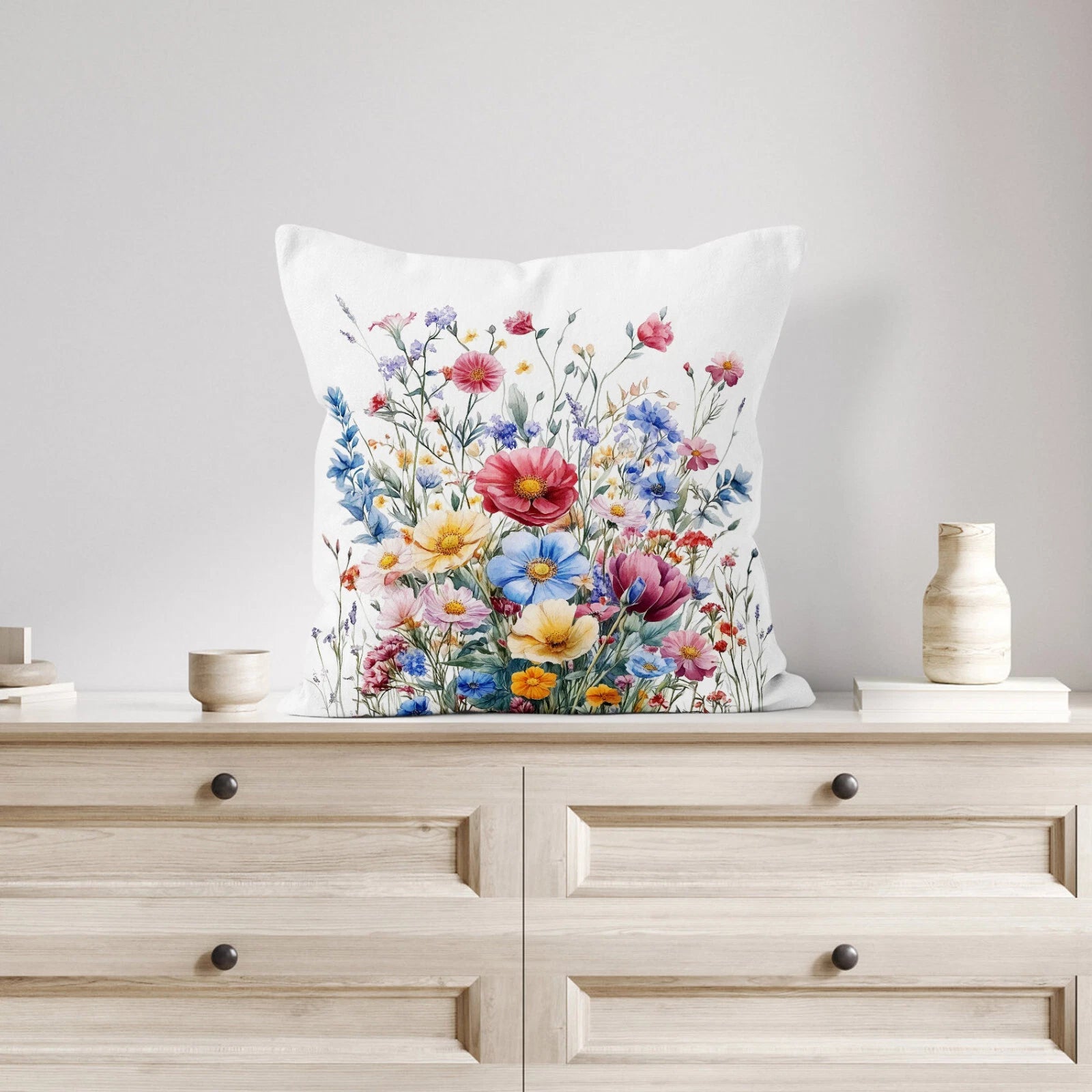 4pcs Garden Plant Colorful Wildflower Pillow Case Cushion Cover Sofa Home Decor