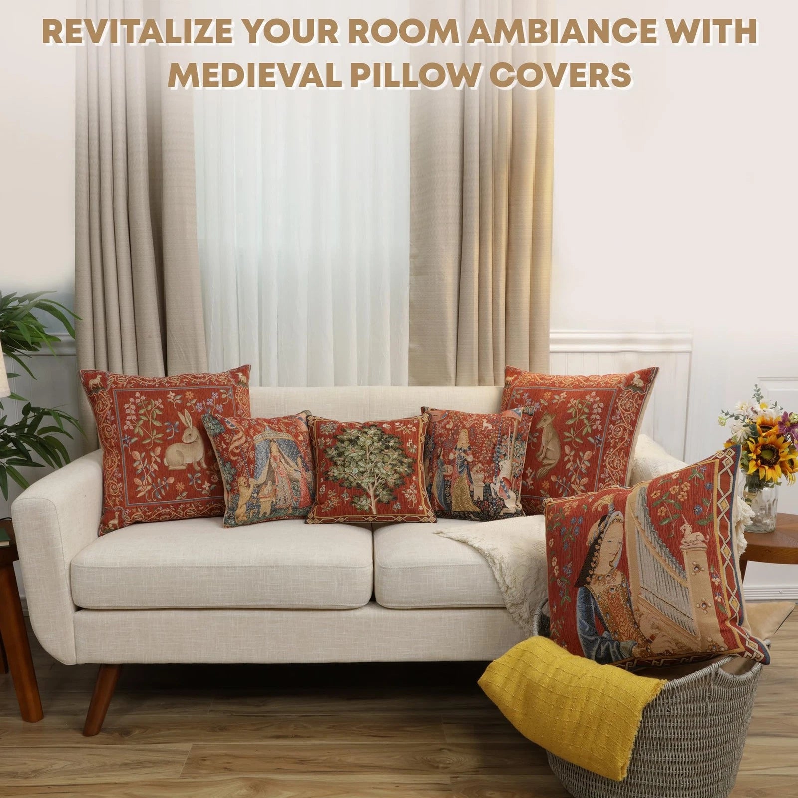 Charlotte Home Furnishings Couch Pillow Covers 19x19 in, Tapestry Throw Pillo...
