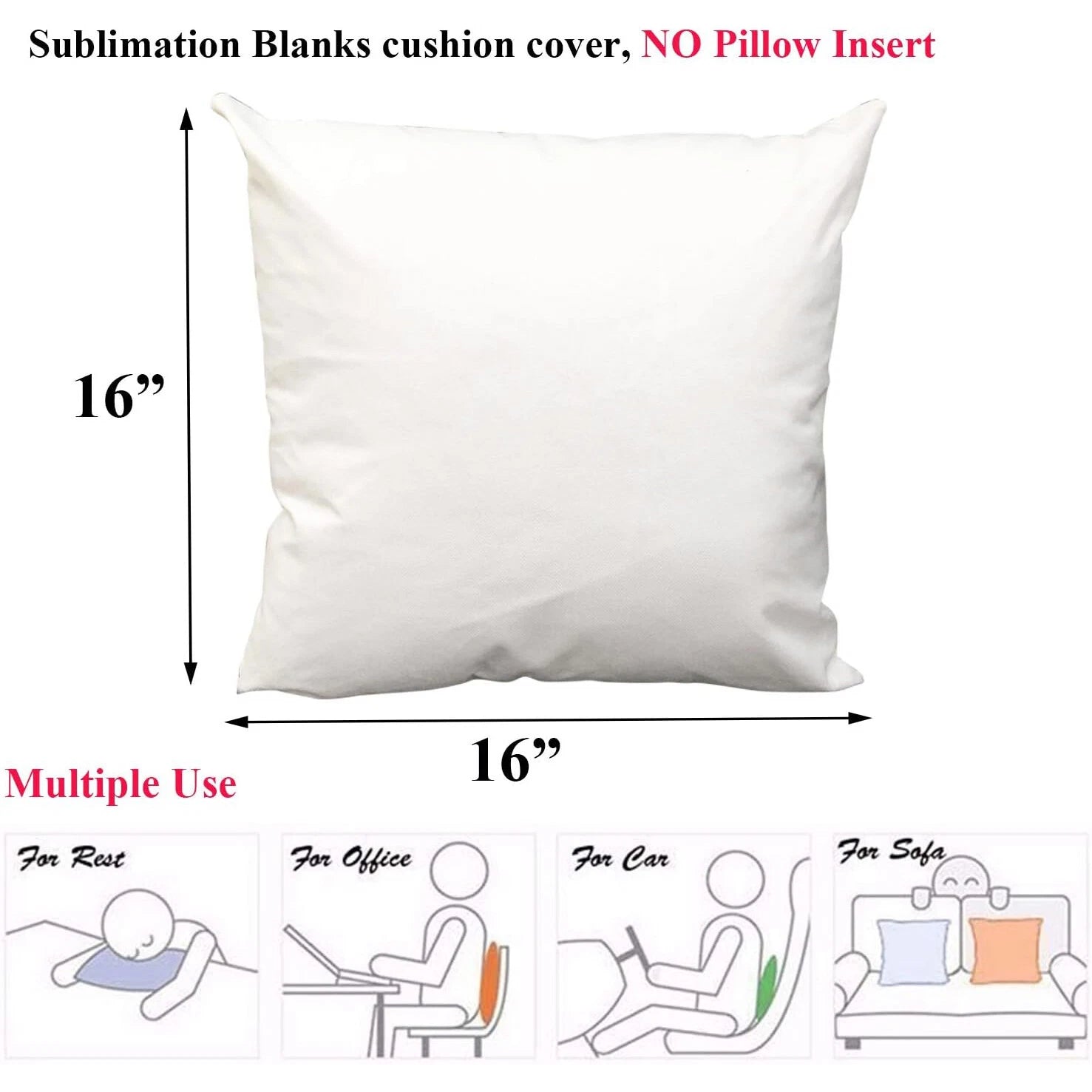 50pcs 40x40cm Blank White Linen Sublimation Blank Pillow Case Sofa Cushion Cover