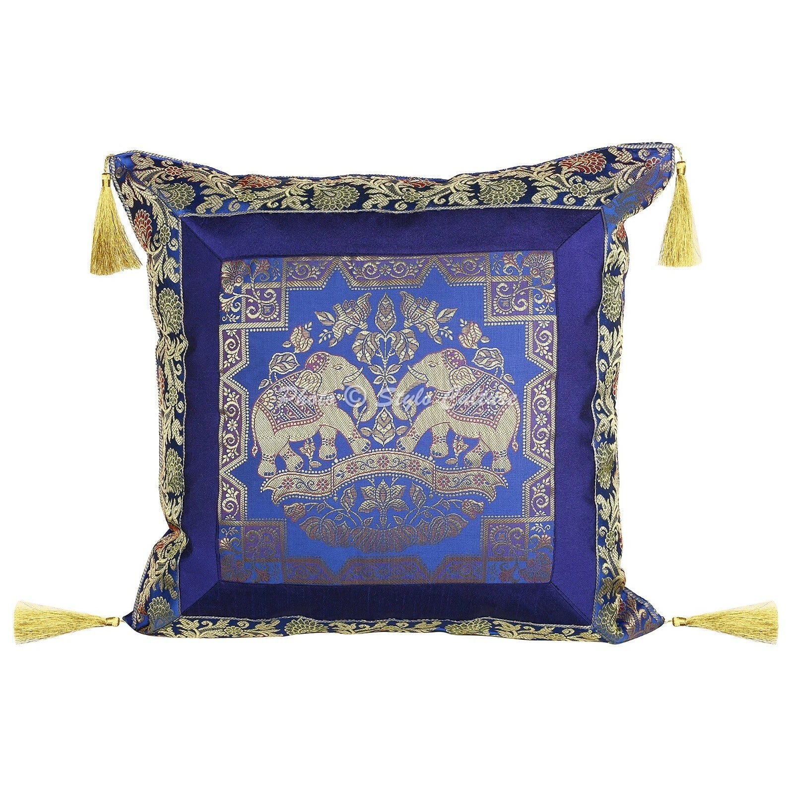Pillow Cover Bohemian Elephant Brocade Jacquard Decor Cushion Case 18 x 18 in