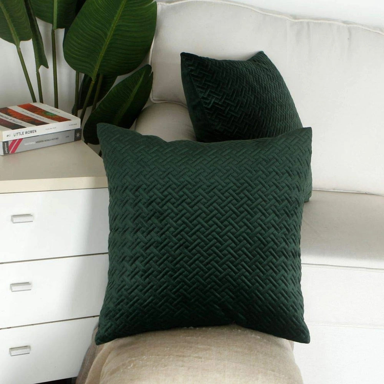 Artcest Set of 2, Decorative Velvet Bed Throw Pillow Case, Sofa Soft Quilted ...