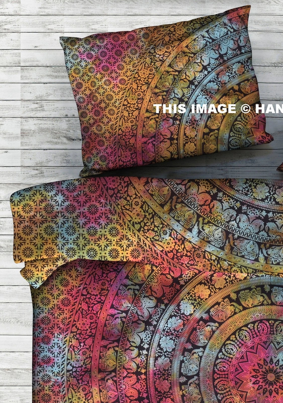 Indian Elephant Mandala Pillow Case Sofa Throw Cotton Cushion Bedding Decor Sham