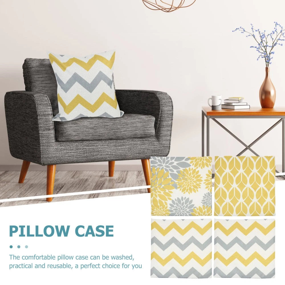 4 Pcs Pillow Case Office Linen Sofa Pillowcase Bed Cushion Cover