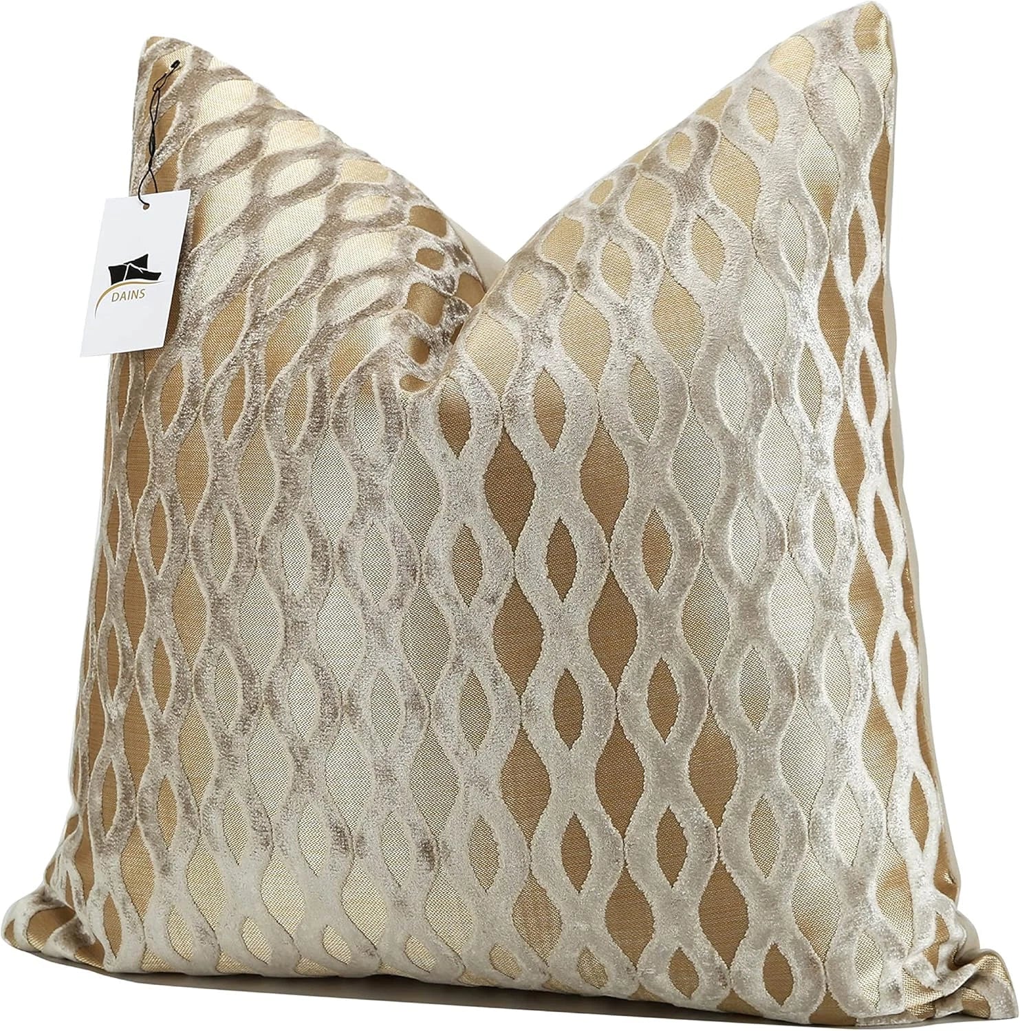 22X22 Beige Pillow Covers, Gold Cushion Throw Velvet Covers,Velvet Beige Gold Sq