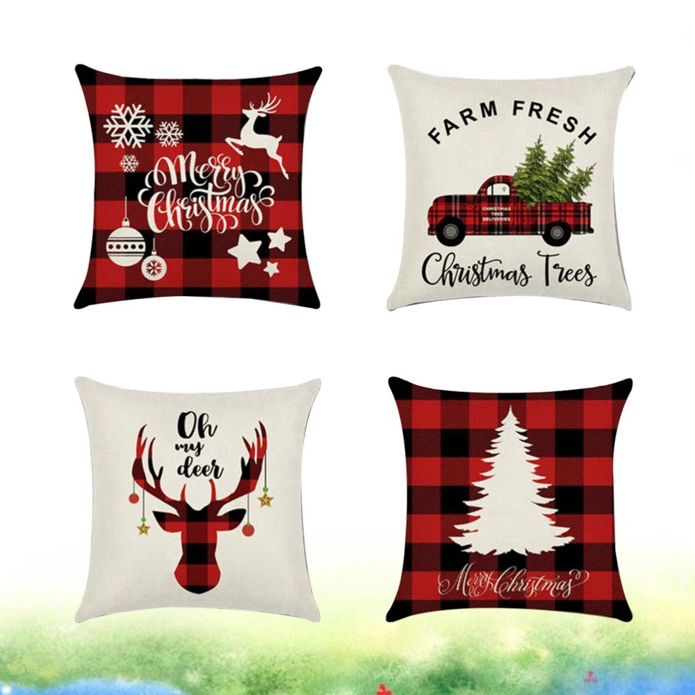 4 PCS Square Cushion Cover Sofa Pillowcase Printing Pillow Covers Bed Pillowcase
