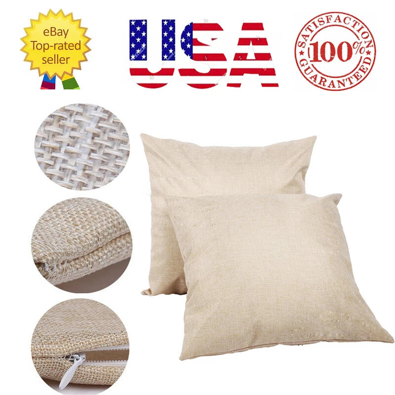 50Pcs Sublimation Blank Linen Throw Pillowcases Cushion Sofa Home Cover Decor