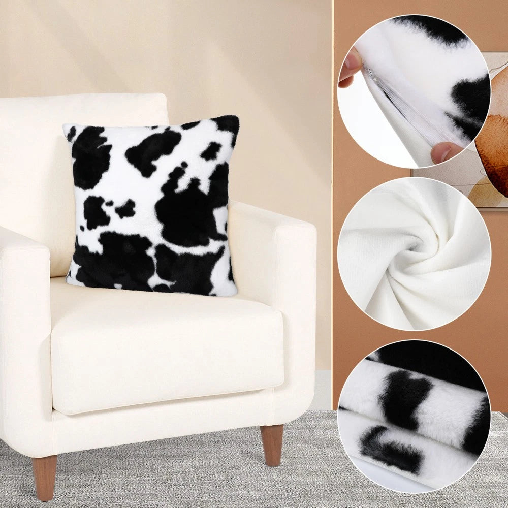 Cow Plush Cushion Travel Pillow Covers Decorative Pillowcase for Sofas