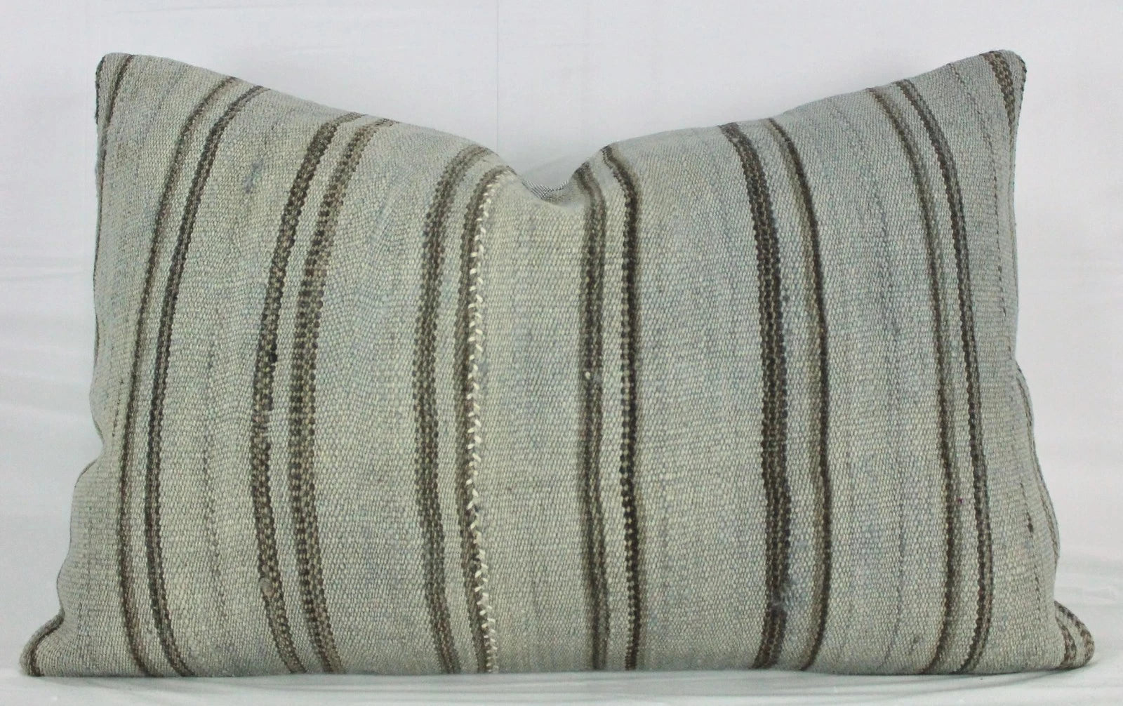 Decorative Turkish Kilim Lumbar Pillow Cover 16x23 Beige Brow Kilim Sofa Cushion