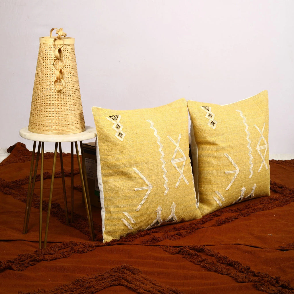 Set of 2 Yellow sabra pillow cover for Guestroom decor cactus silk inspired