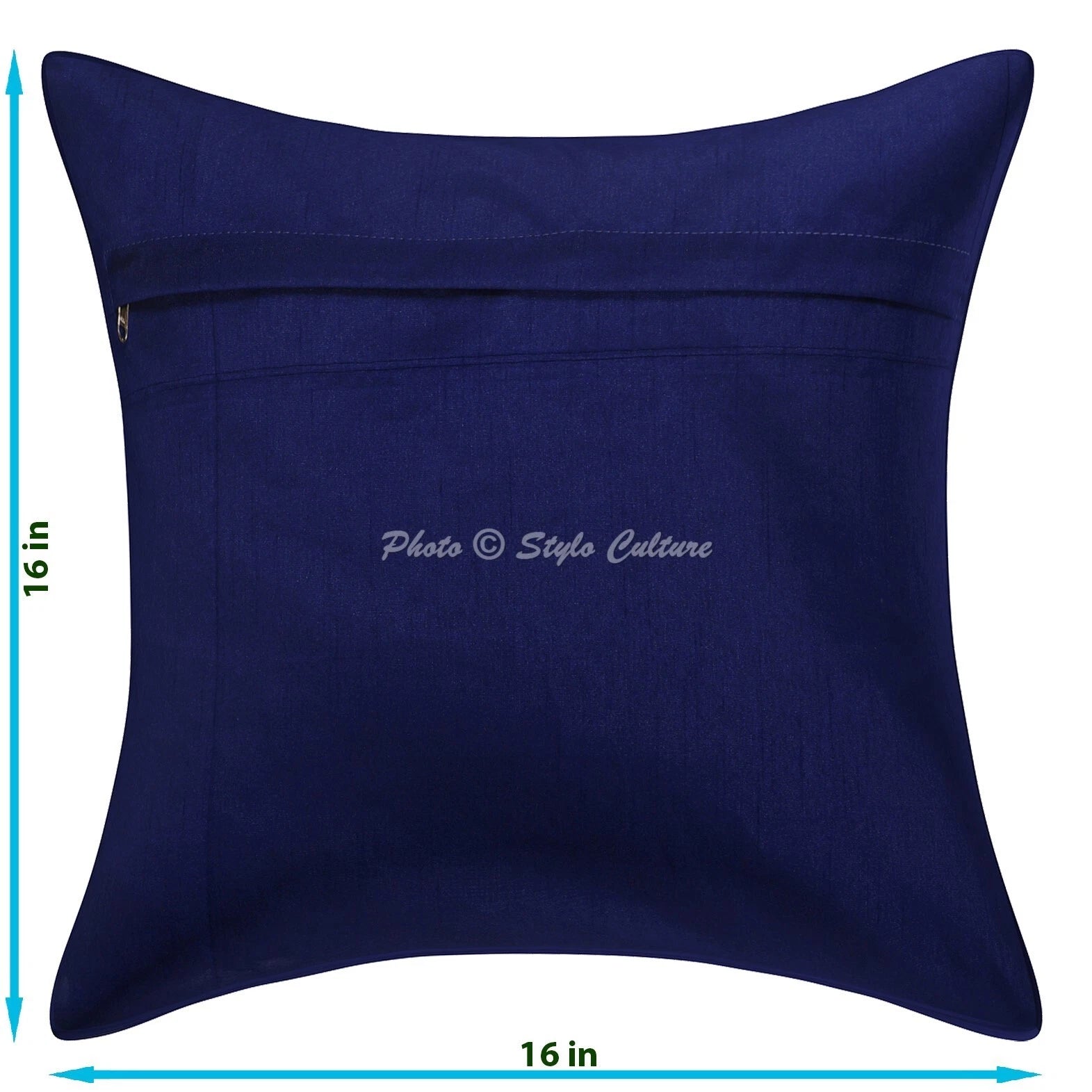 Boho Hippie Yoga Pillow Case Cushion Cover Blue Brocade Jacquard Meditation