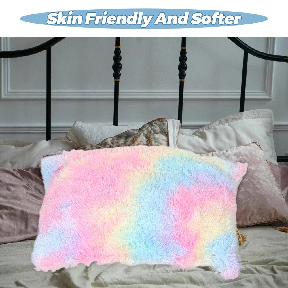 Plush Pillowcase Shaggy Fleece Cases Fluffy Cushion Cover Couch Covers