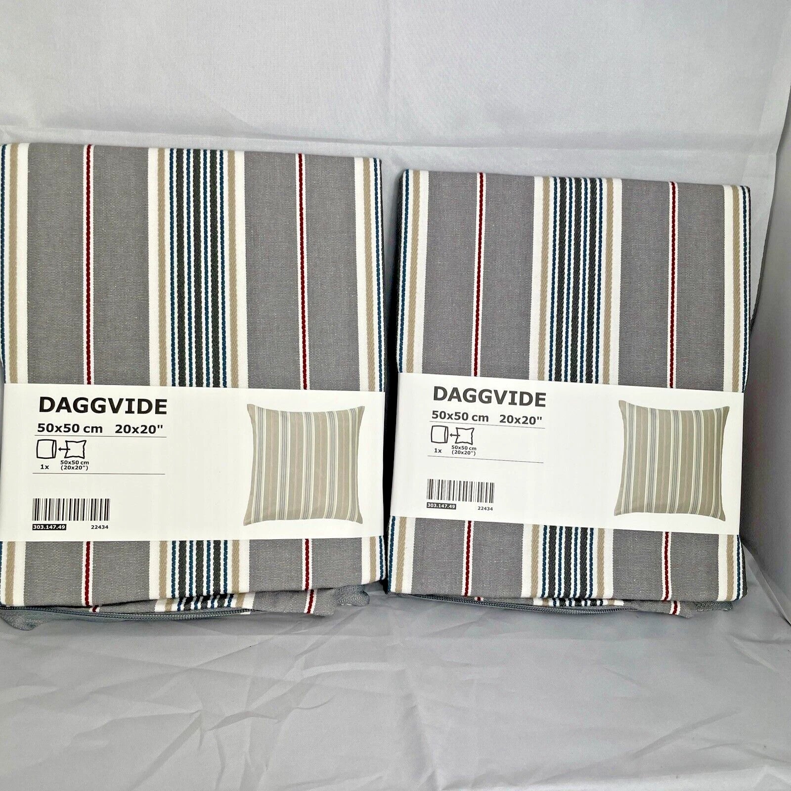 Set of 2: IKEA DAGGVIDE Couch Cushion Cover, 20x20" Sofa Pillow