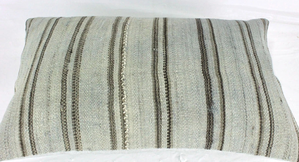 Decorative Turkish Kilim Lumbar Pillow Cover 16x23 Beige Brow Kilim Sofa Cushion