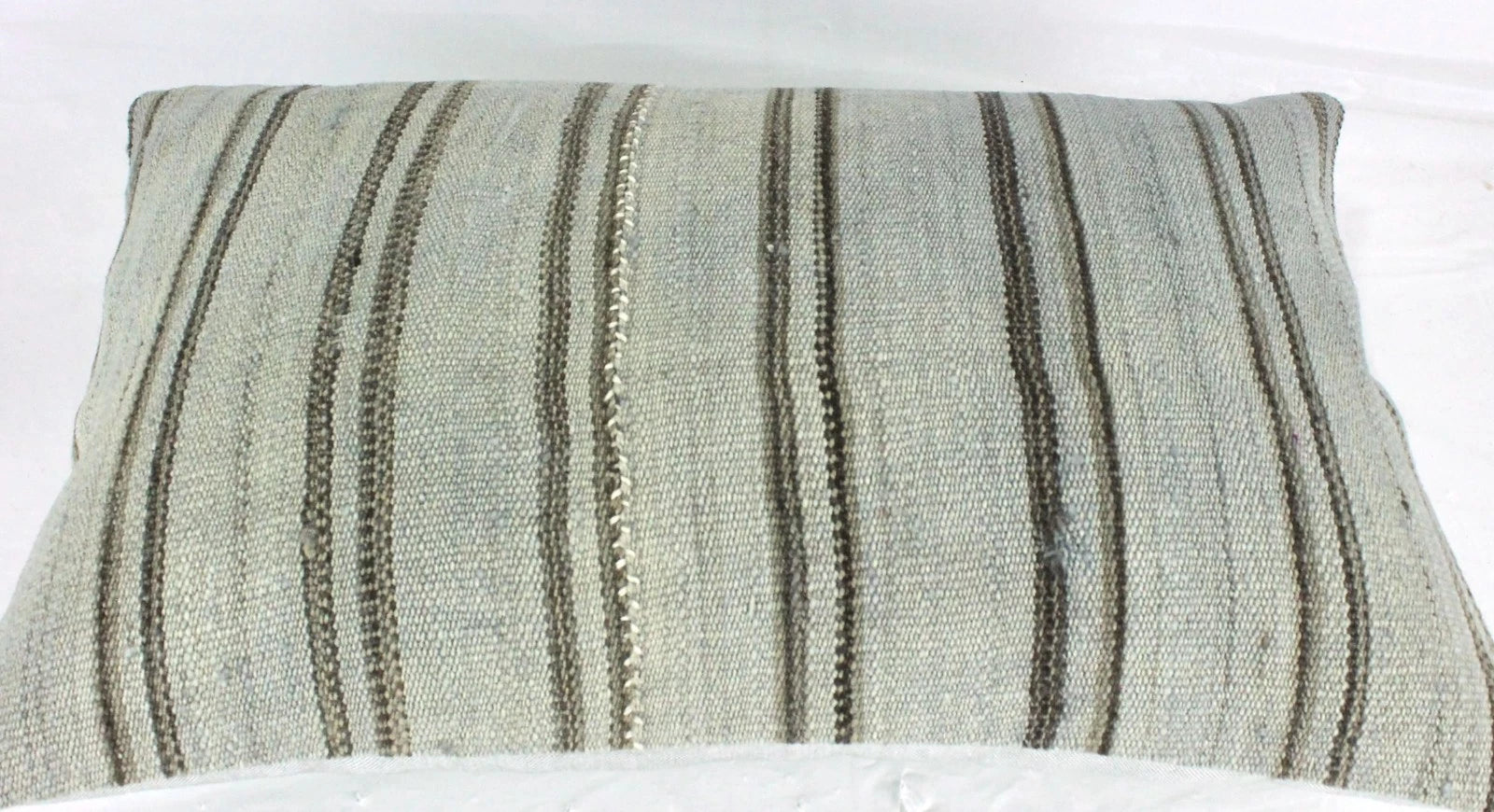 Decorative Turkish Kilim Lumbar Pillow Cover 16x23 Beige Brow Kilim Sofa Cushion