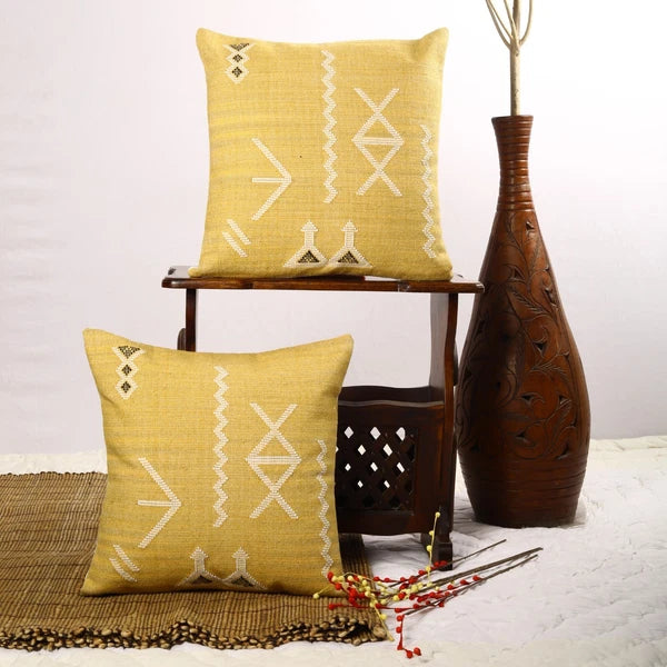 Set of 2 Yellow sabra pillow cover for Guestroom decor cactus silk inspired