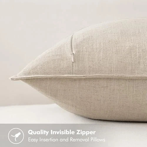 Decorative Linen Pillow Covers 18x18 18" x 18" (Pack of 2) 2 Natural Beige