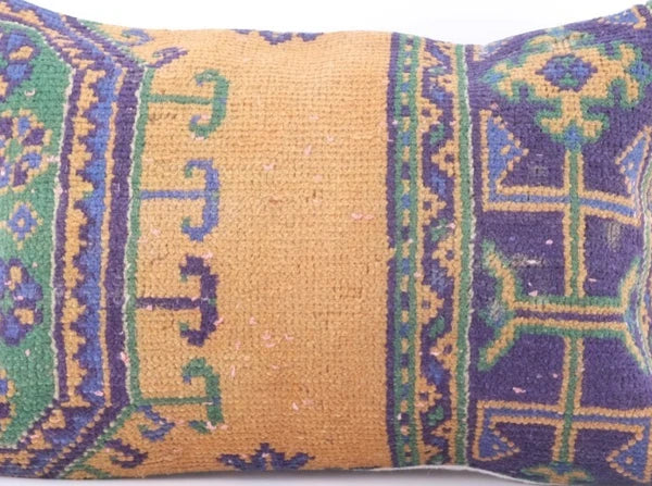 Anatolian Turkish Kilim Pillow, 16x24 Pillow Case, Decorative Pillow Cushion