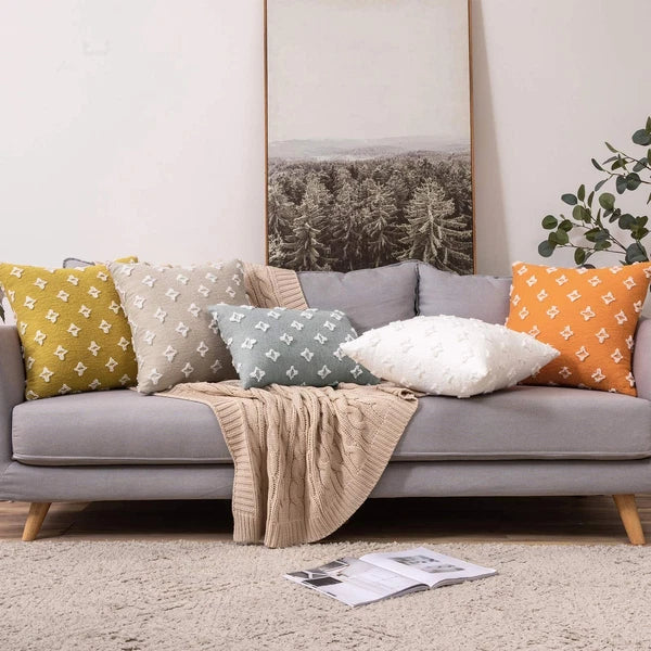 MIULEE Set of 2 Decorative Throw Pillow Covers Rhombic Jacquard Pillowcase So...