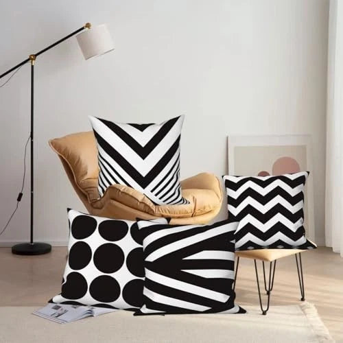 4 Pcs/Set Geometric Pillow Covers Black 22" x 22" (Pack of 4) Geometric 3