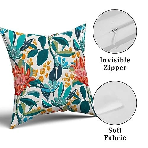Teal Pillow Covers 18X18 Inch Turquoise 18" x 18" (Pack of 2) Coral Floral