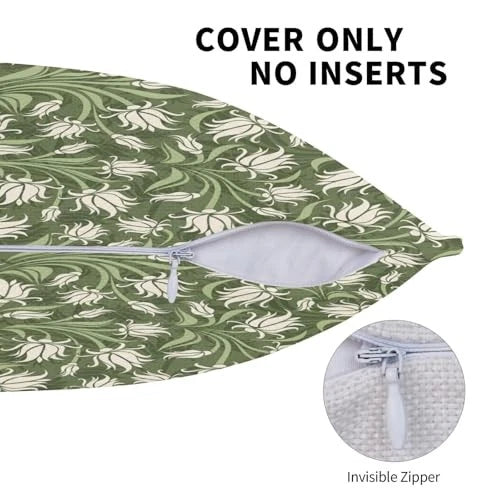 Sage Floral Throw Pillow Covers 18x18 Set of 2 18" x 18" (Pack of 2) Green