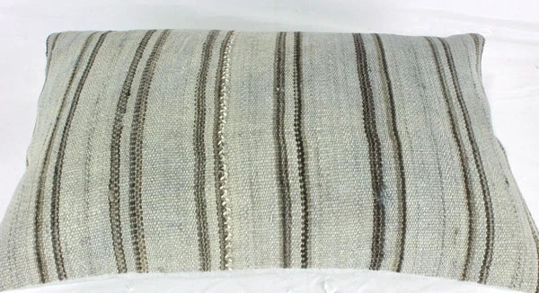 Decorative Turkish Kilim Lumbar Pillow Cover 16x23 Beige Brow Kilim Sofa Cushion