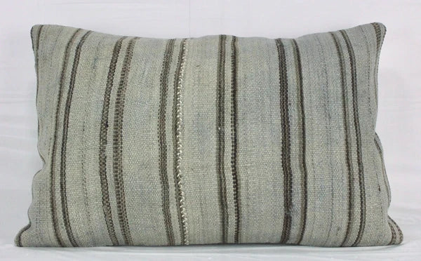 Decorative Turkish Kilim Lumbar Pillow Cover 16x23 Beige Brow Kilim Sofa Cushion