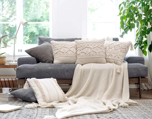 NWT Mkono Throw Pillow Cover Macrame Cushion Case (NO Inserts) 2p Set