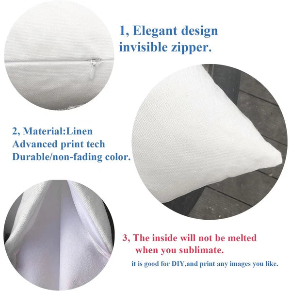 50pcs 40x40cm Blank White Linen Sublimation Blank Pillow Case Sofa Cushion Cover