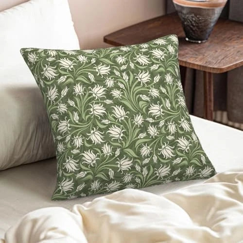 Sage Floral Throw Pillow Covers 18x18 Set of 2 18" x 18" (Pack of 2) Green