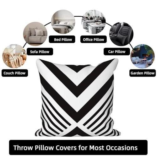 4 Pcs/Set Geometric Pillow Covers Black 22" x 22" (Pack of 4) Geometric 3