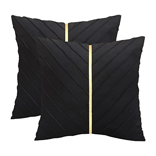 Velvet Throw Pillow Covers 22 x 22 inch Pack of 2 22" x 22" (Pack of 2) Black