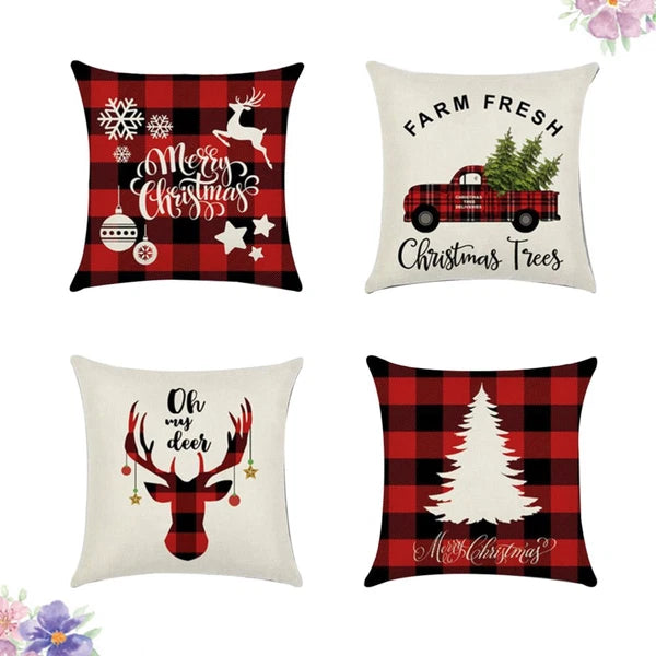 4 PCS Square Cushion Cover Sofa Pillowcase Printing Pillow Covers Bed Pillowcase