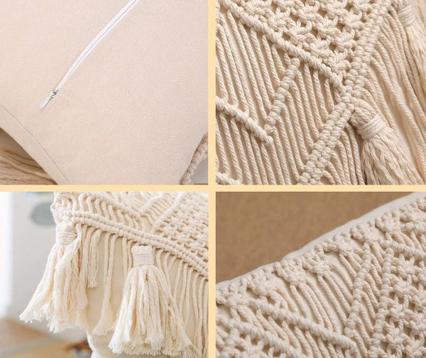 Cushion Covers Macrame Cushion Cover Woven Boho Cushion Cover for Bed Sofa Co...