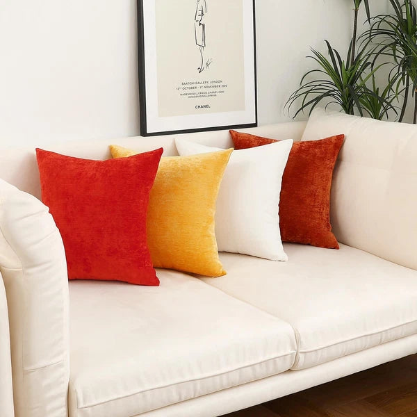 Sky Blue Decorative Throw Pillow Covers Soft Chenille Comfy Solid Sea Couch C...