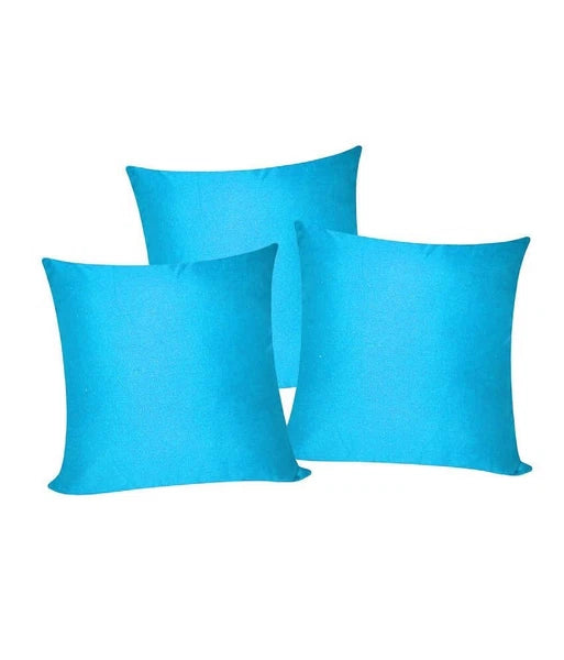 3 x Plain Satin 16x16 Sky Blue Cushion Cover / Pillow Cases /Sofa Décor