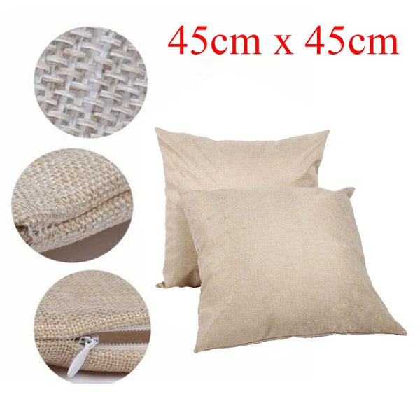 50Pcs 18" Upgraded Linen Blank Sublimation Pillow Case Sofa Waist Cushion Cover