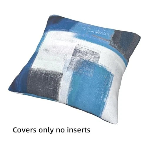 White Throw Pillow Covers 18x18 Inch Decorative Navy 18" x 18" (Pack of 4) Blue