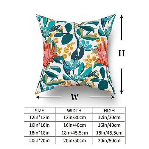 Teal Pillow Covers 18X18 Inch Turquoise 18" x 18" (Pack of 2) Coral Floral