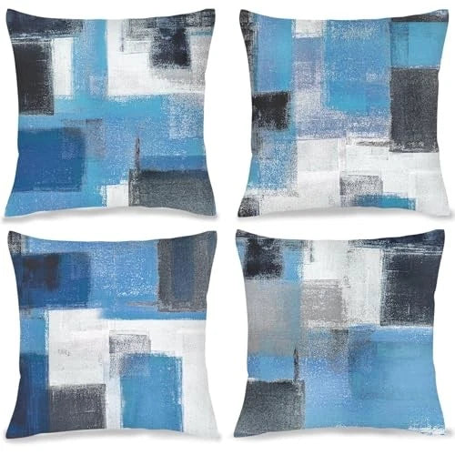 White Throw Pillow Covers 18x18 Inch Decorative Navy 18" x 18" (Pack of 4) Blue