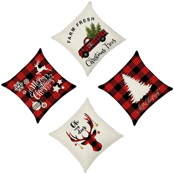 4 PCS Square Cushion Cover Sofa Pillowcase Printing Pillow Covers Bed Pillowcase
