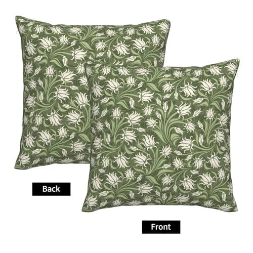 Sage Floral Throw Pillow Covers 18x18 Set of 2 18" x 18" (Pack of 2) Green