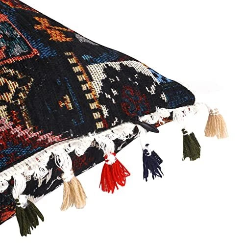 Yeiotsy Decorative Boho Throw Pillow Cover with 18" x 18" (Pack of 1) Black