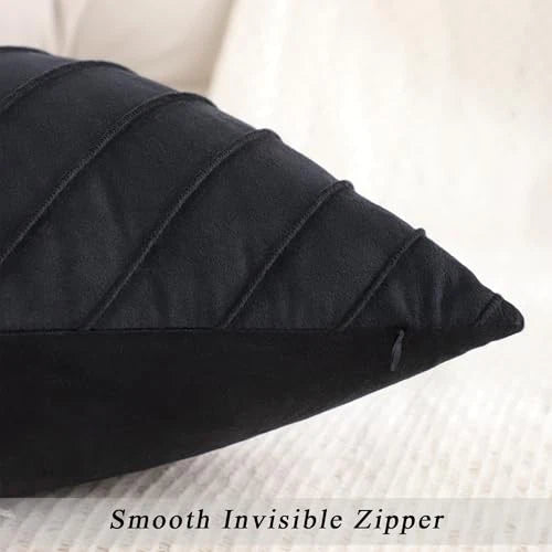 Velvet Throw Pillow Covers 22 x 22 inch Pack of 2 22" x 22" (Pack of 2) Black