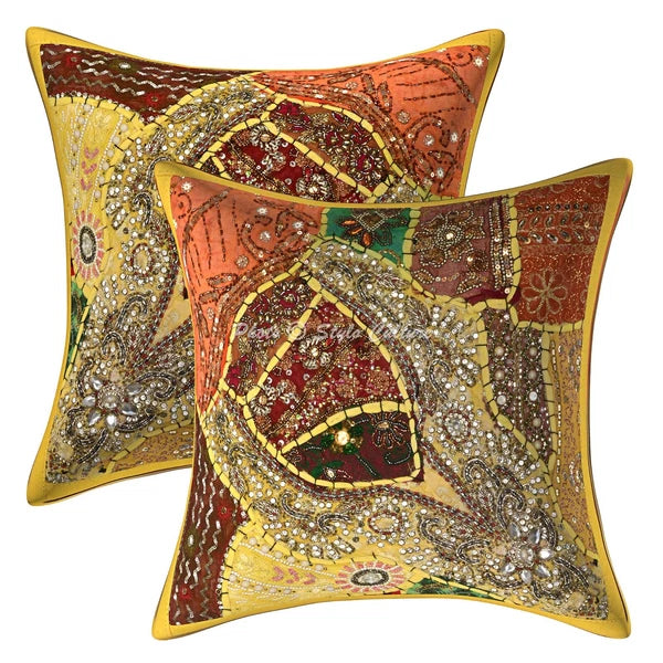Boho Artistic Cushion Cover Beaded Bohemian Ethnic Throw Decor Pillow Cover Case