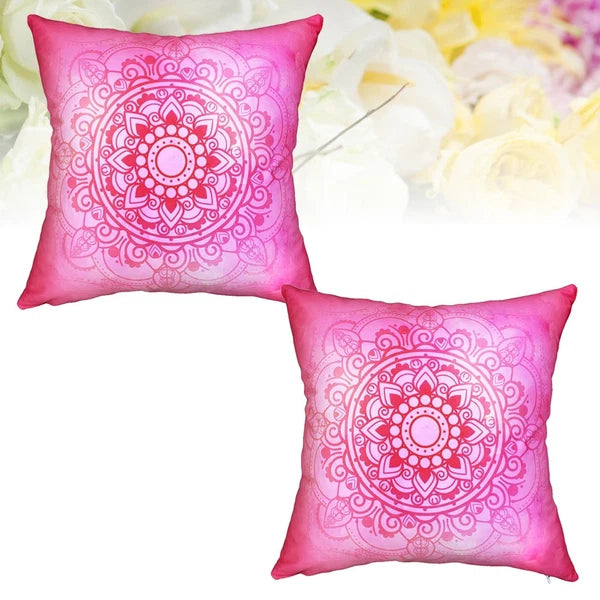 2 Pcs Yoga Pattern Pillowcase with Floral Cushion Cover for Couch