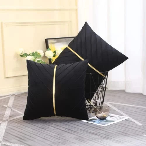 Velvet Throw Pillow Covers 22 x 22 inch Pack of 2 22" x 22" (Pack of 2) Black
