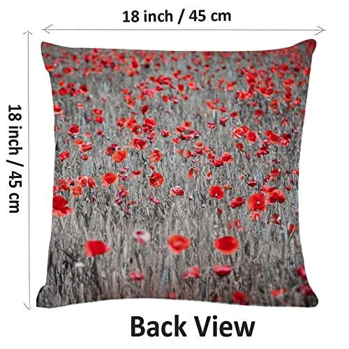 Decorative Square Throw Pillow Covers Red Poppies Flower Couch Sofa Bed Pillow
